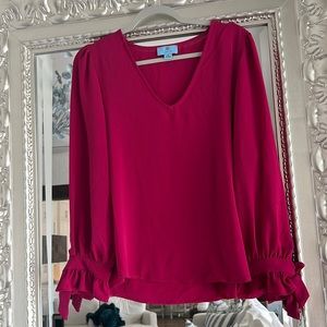 CeCe NWT V-neck Fuscia Blouse - Size Medium